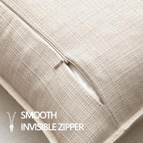 Image of MIULEE Pack of 2 Thick Textured Couch Throw Pillow Covers, Natural Linen Decorative Pillow Covers 22x22, Neutral Cushion Cases for Sofa Bed Living Room Modern Farmhouse Home Decor, No Filling
