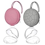 Smlpuame 4 Pack Holder Case Set, 2 Silicone Portable Pacifier Cover Pouch Bag for Diaper Bags Baby Carriage With 4 Transparent Storage Container Box, Easy to Clean, Power Rose+Grey