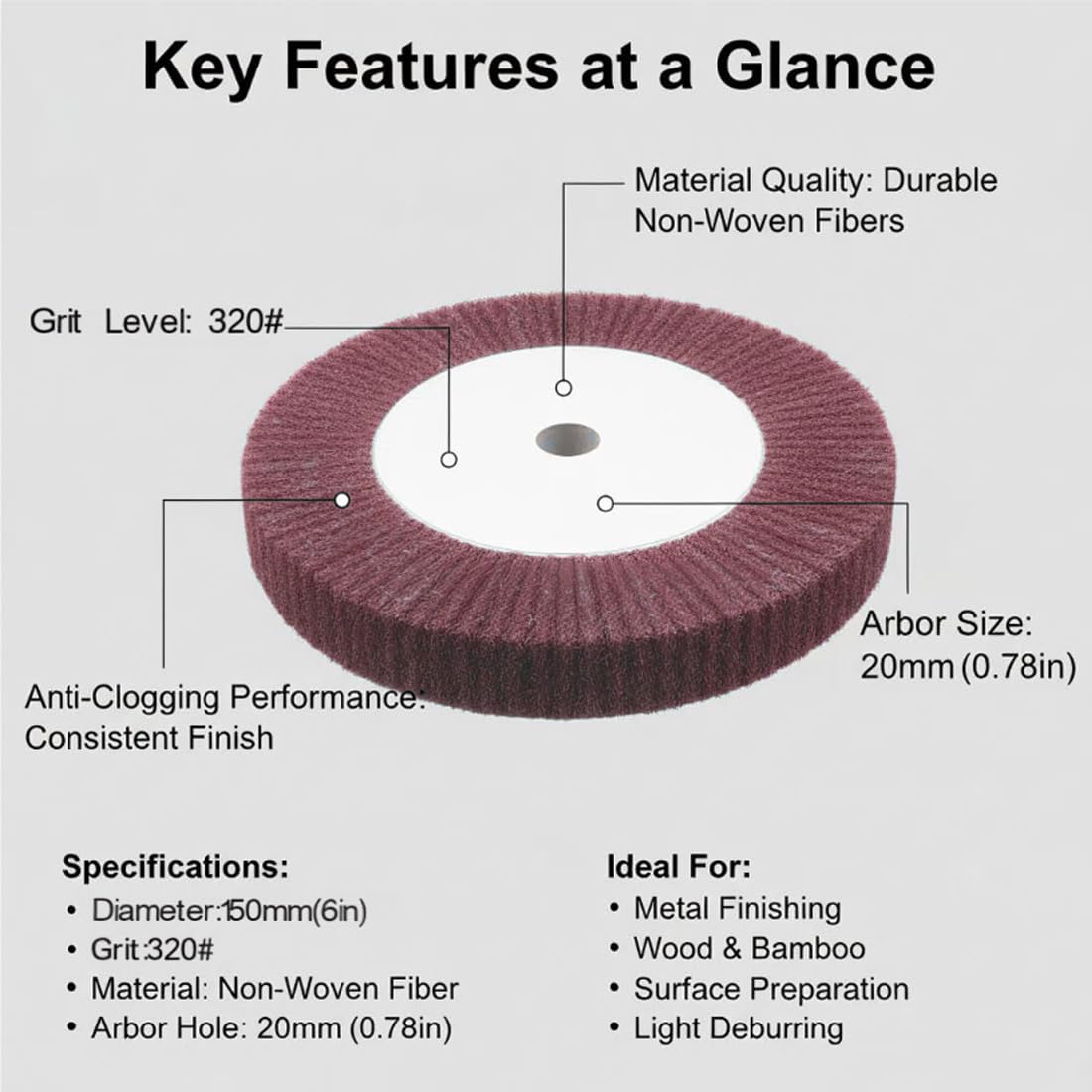 Buffing Wheels - 6 Inch Non-Woven Polishing -2
