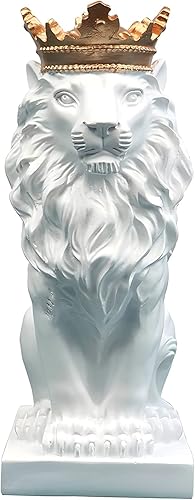Estatua de león de corona de 7 pulgadas, escultura de animales de resina de estilo nórdico para el hogar y el estudio, decoración de figurita de