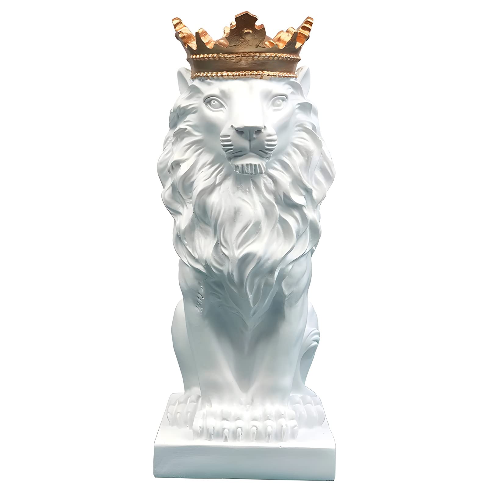 NUACOS Corona León Estatua El Rey de Las Bestias Estilo nórdico Resina Animal Escultura Hogar y Trabajo Decoración Estatuilla Decoraciones Humanos (Blanco)