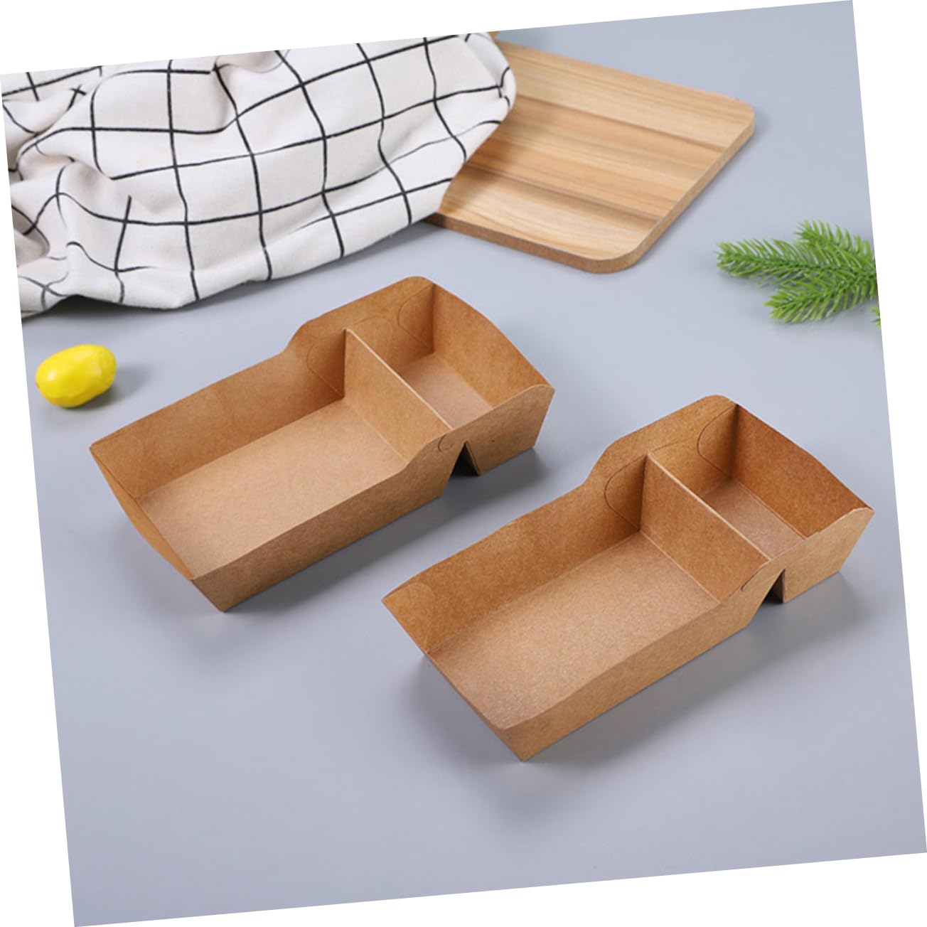 ULTECHNOVO 100 Cajas de Bocadillos para Fiesta de Papel Kraft Marrón Doble Compartimento y Capacidad de 440ml, Fáciles de Usar Alimentos y Dulces