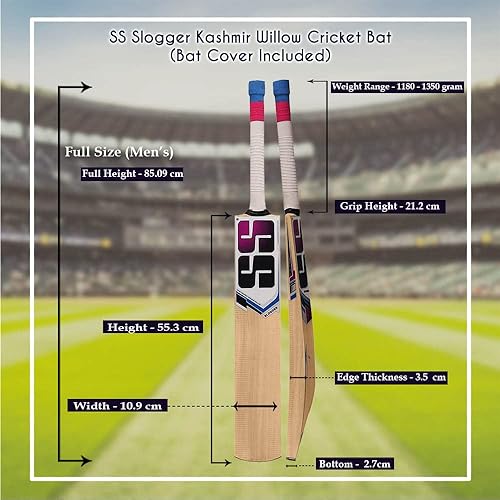 Miniatura 4 de SS Slogger Kashmir Willow - Bate de cricket con cubierta para murciélago