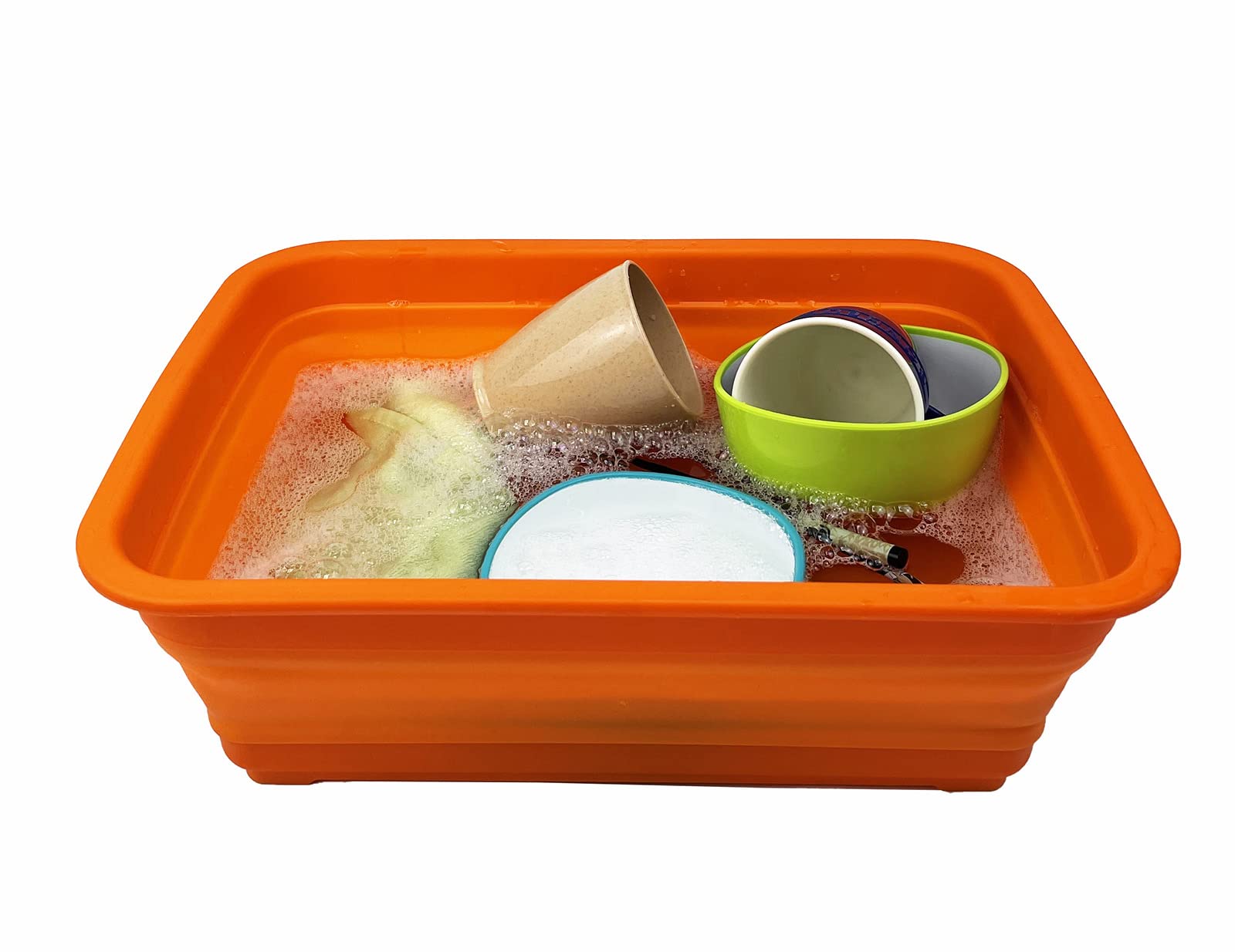SAMMART 8L zusammenklappbare Wanne – Faltbare Geschirrwanne – tragbares Waschbecken – platzsparende Kunststoff-Waschwanne (Orange)