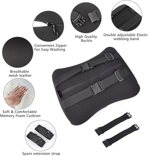 Miniatura 10 de au-kee Almohada de espuma viscoelástica para el cuello del automóvil, reposacabezas de cuero suave para conducir, oficina en casa, color beige (1