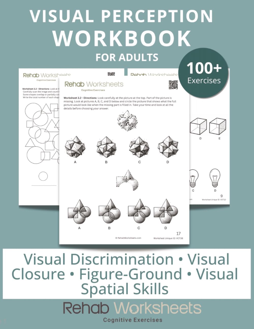 Visual Perception Workbook for Adults: 100+ Exercises on Visual Discrimination, Visual Closure, Figure-Ground, and Visual Spatial Skills | Brain ... Dementia | Cognitive Rehabilitation