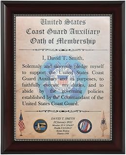 BETTER US Coast Guard Auxiliary Oath of Office or Membership PERSONALIZED