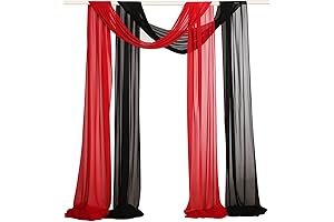 SHERWAY 2 Panels 30Ft Extra Long Chiffon Arch Drapes for Weddings