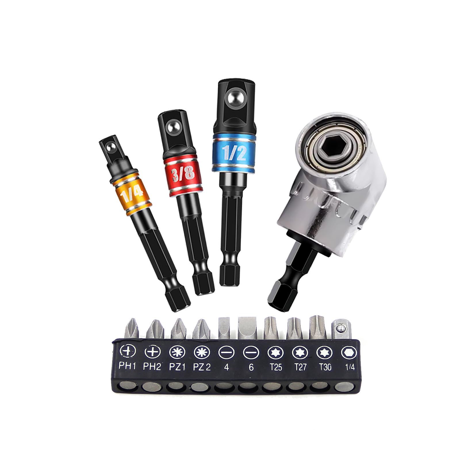 KAFENDA 105 Degree Right Angle Screwdriver Drill Adapter (Long) 3Pcs 1