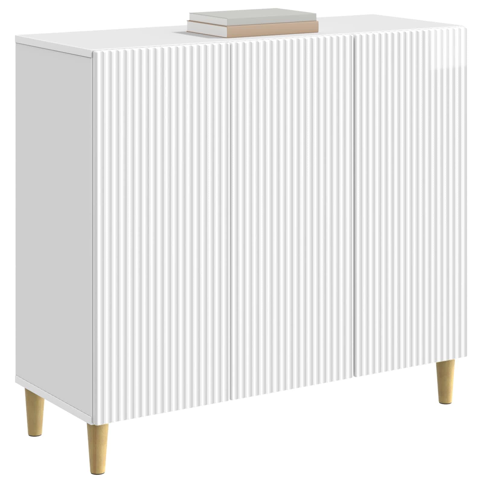 vidaXL Bufet Biały wysoki połysk 89 x 34,5 x 80 cm Drewno inżynieryjne