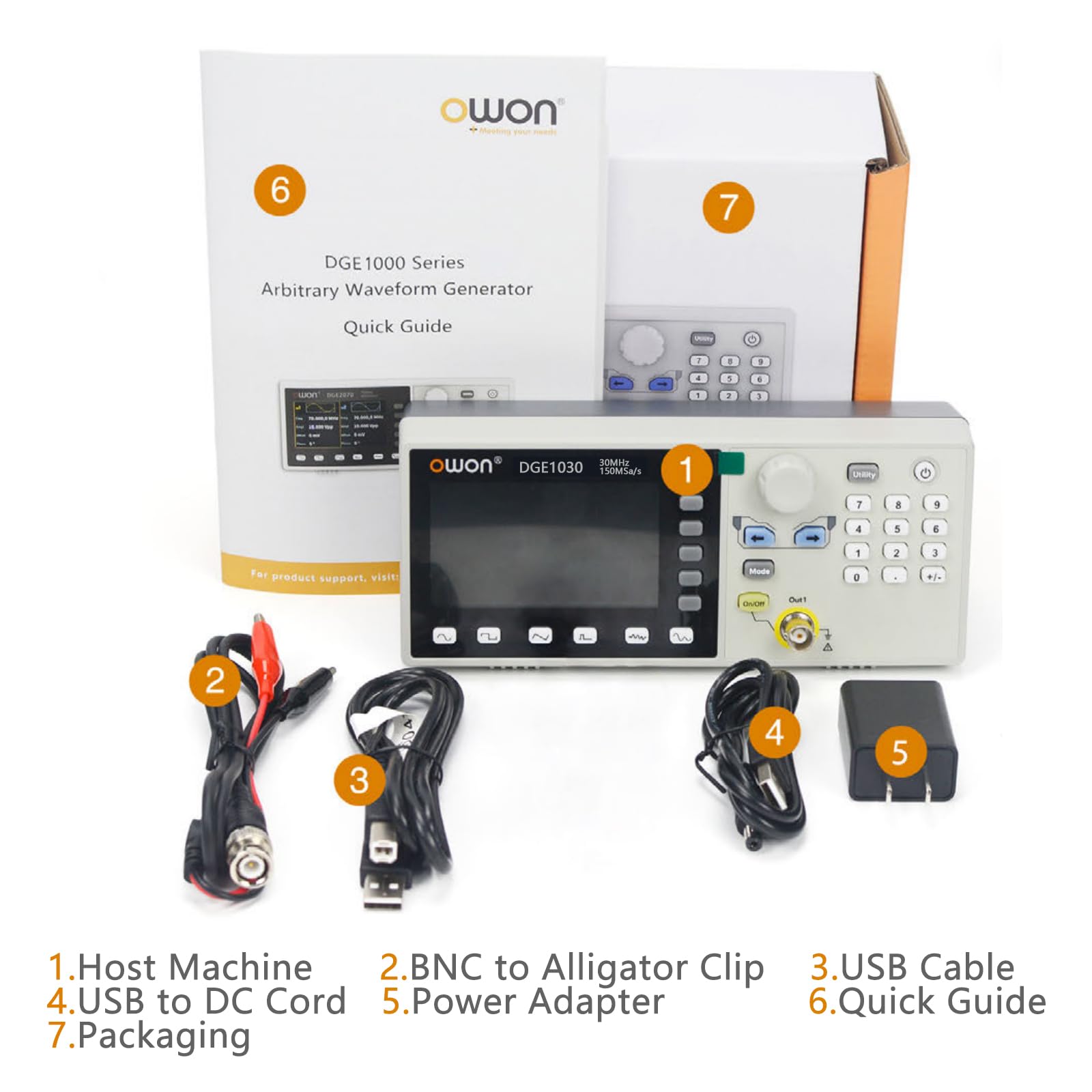 OWON DGE1030 - Minigenerador de señal arbitraria de 3,6 pulgadas, 14 bits, AM, FM, PM, modulación FSK, soporte SCPI