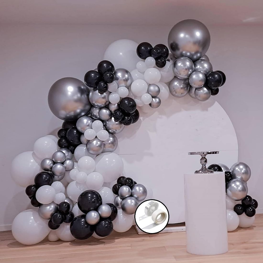 10"inch · Silver Chrome white Black Garland