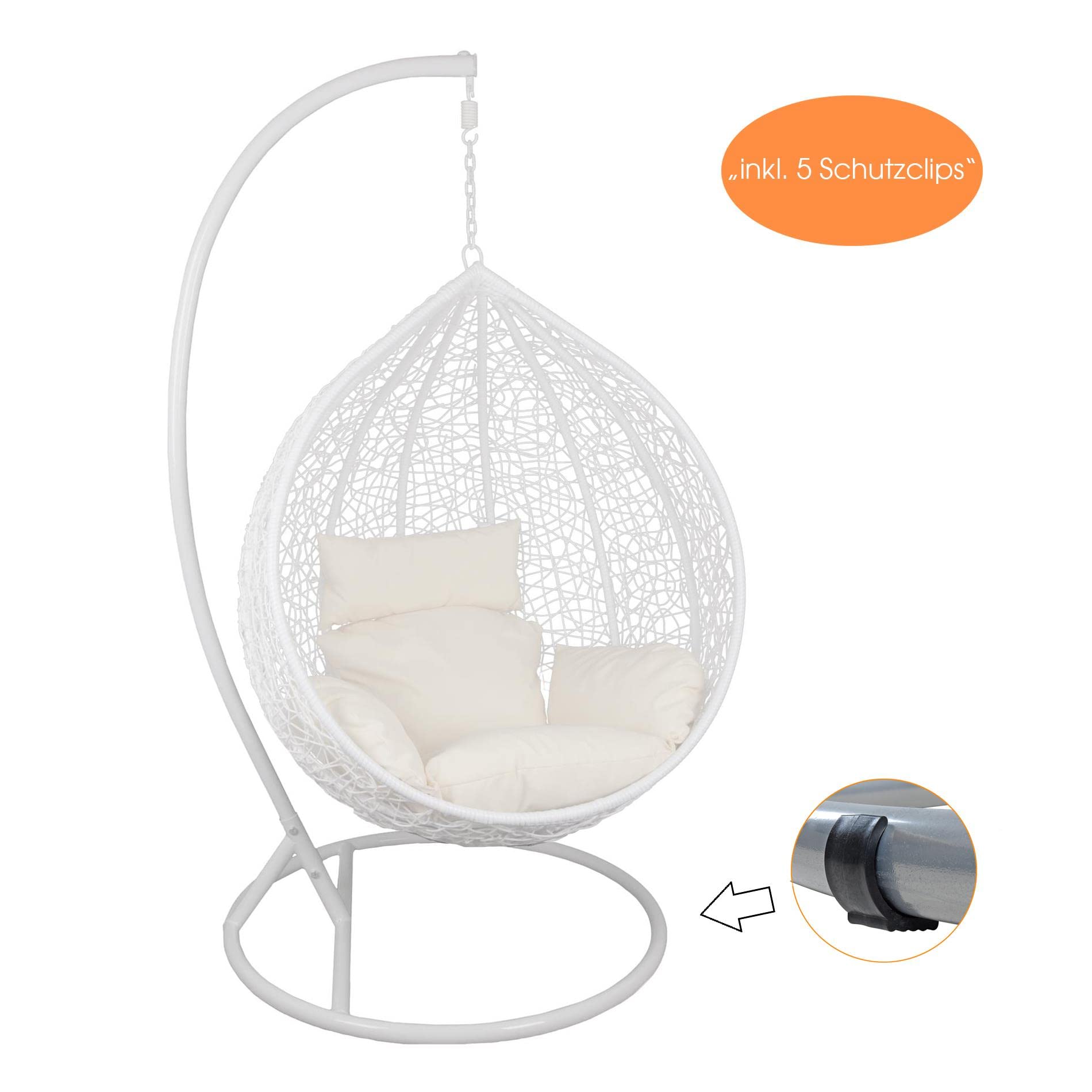 ESTEXO Hängesessel mit Gestell Hängesitz Hängesessel Rattan Hängeschaukel Weiß