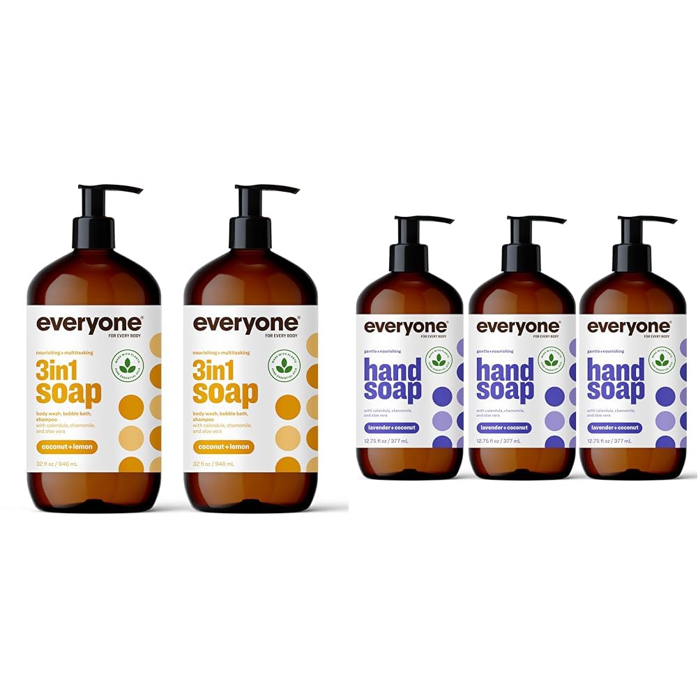 Everyone 3-in-1 Soap Hand Soap Bundle 2-Pack 32 Oz 3-Pack 12 75 Oz with Coconut Lemon Lavender Scents