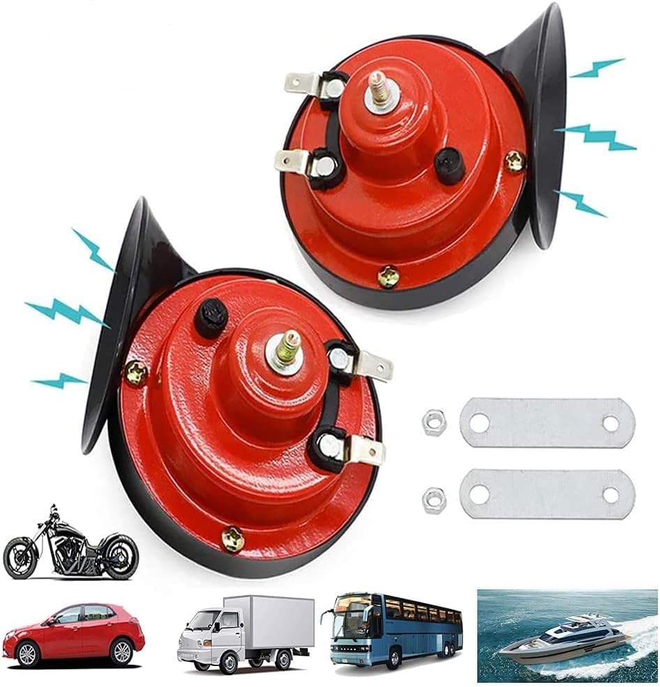 WIKIBB 300DB Car Horn for Truck Train Horn, Loud Air Electric Snail Horn, 12V Waterproof Double Air Horns Kit Replacement Car Horns for Car, Truck, Motorcycle, Bike & Boat（2 Pcs）