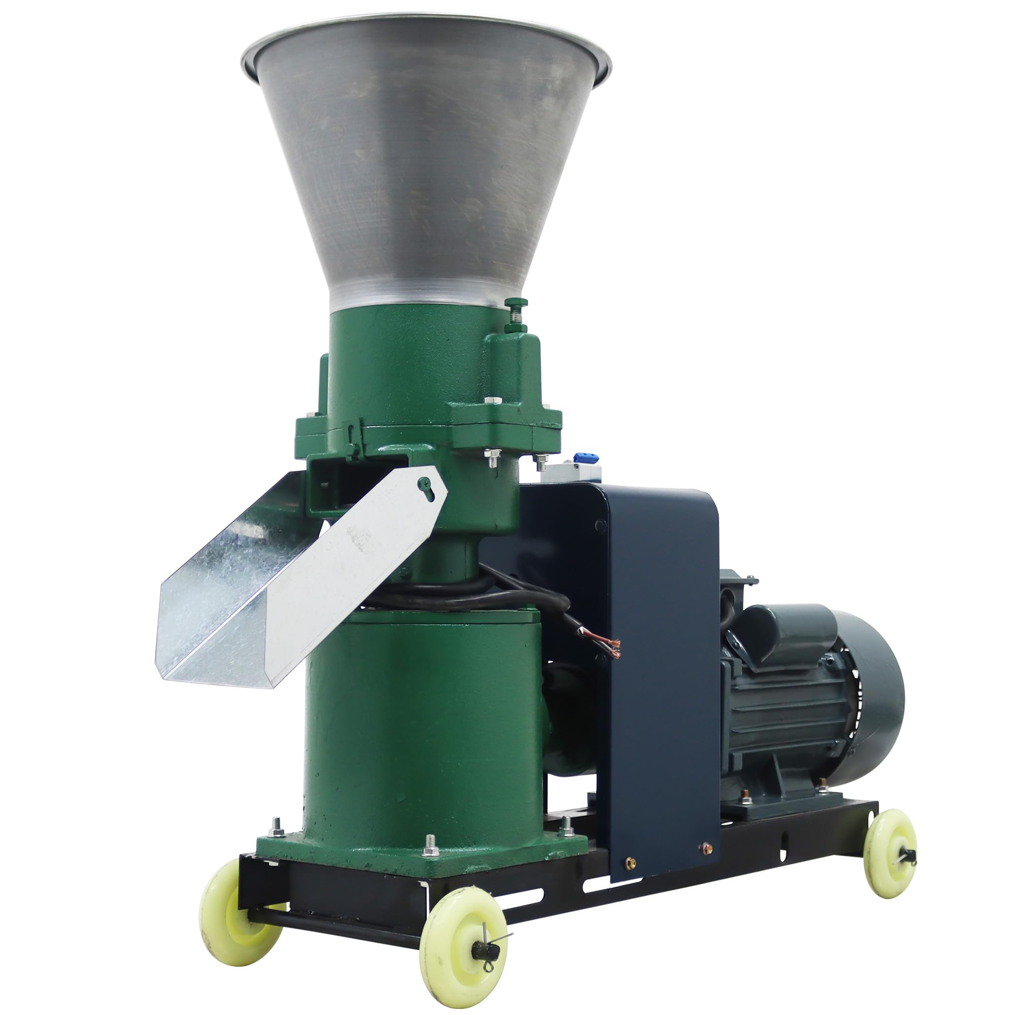 HQHAOTWU Animal Feed Pellet Machine Chicken Feed Pellet Maker Farm Fodder Granulator 2 Head Rollers 6MM Holes Plate 220V 3KW