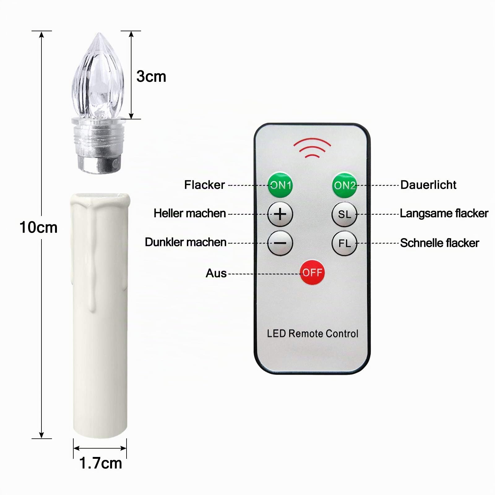 NAIZY LED Kerzen mit Fernbedienung 20 stück Warmweiß Weihnachtskerzen Flackernde Flamme Kabellose mit Batterie und Clip IP44 für Outdoor Weihnachtsdekoration, Party und Hochzeit