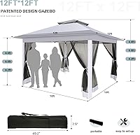 Vista 4 de COBIZI Toldo desplegable de 12x12 para patio en oferta con mosquitero, carpas para patio en oferta, tienda de campaña al aire libre con bolsa