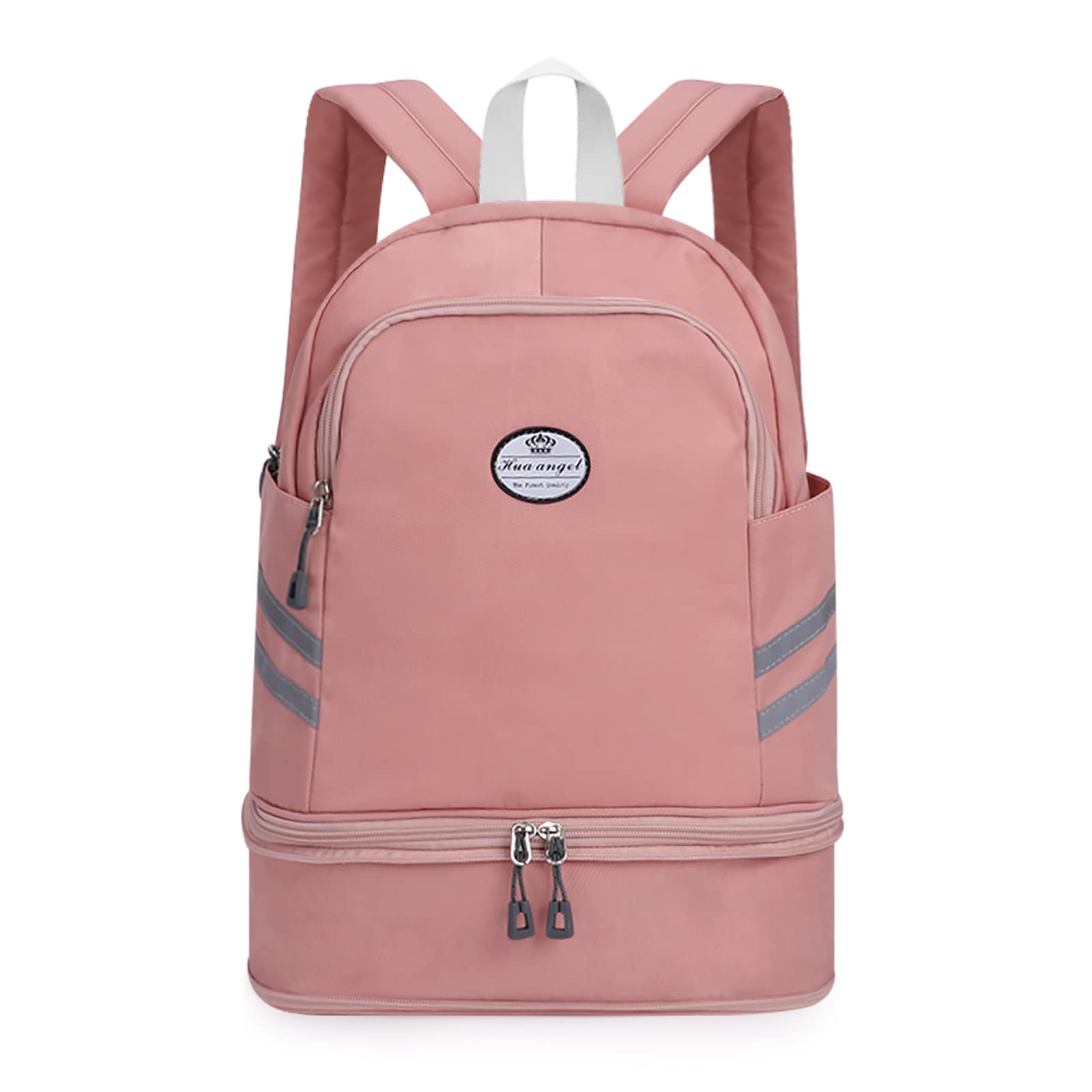 HUA ANGEL Sac à Dos Sport Femme 25-30L con Compartiment Chaussures Extensible & Poche Étanche pour Voyage Piscine Randonnée, Noir