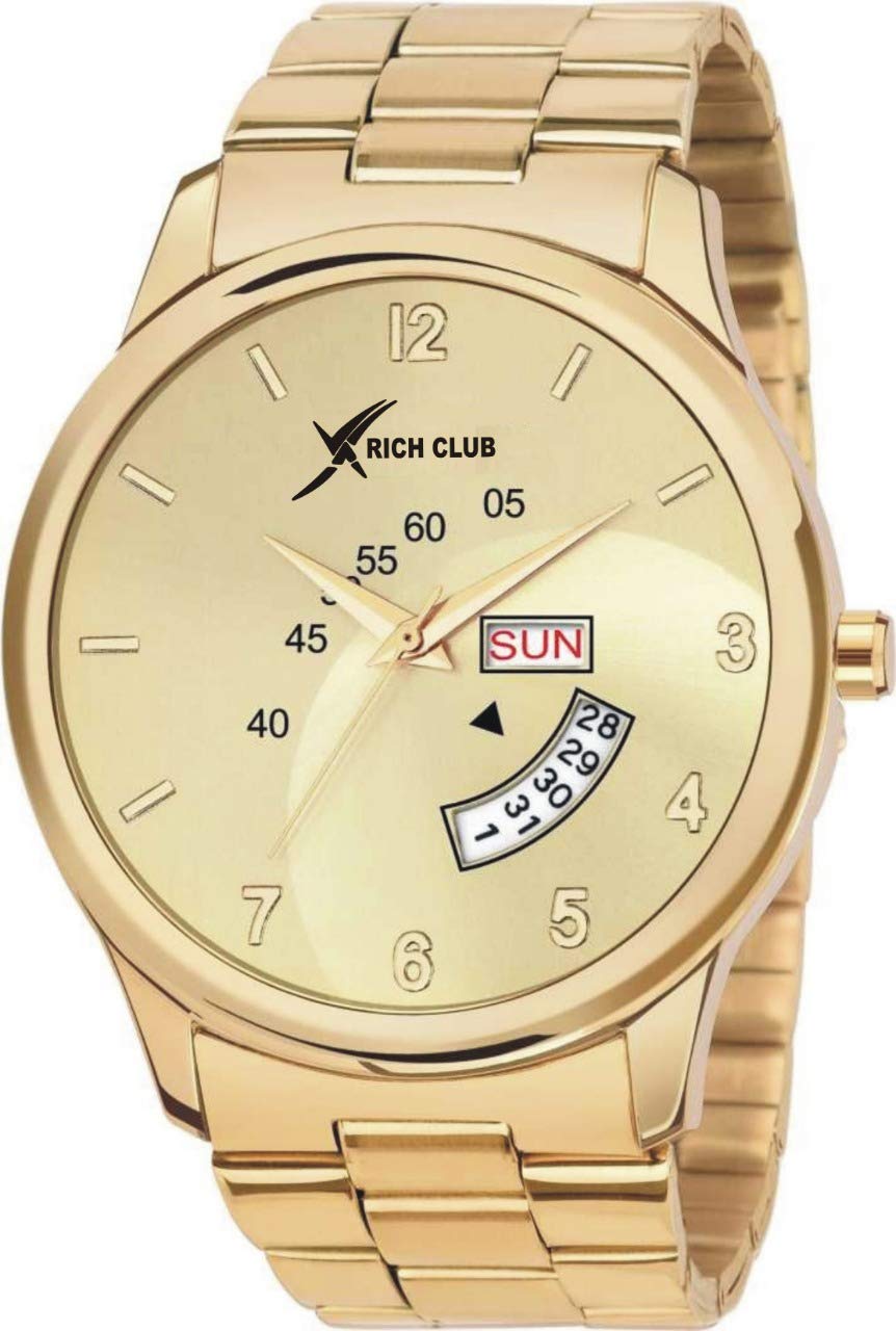 Rich Club (RC-5026-GOLD Day and Date Gold ION Plating Analogue Watch - for Men and Boys (B07RNZPG11) Amazon Price History, Amazon Price Tracker
