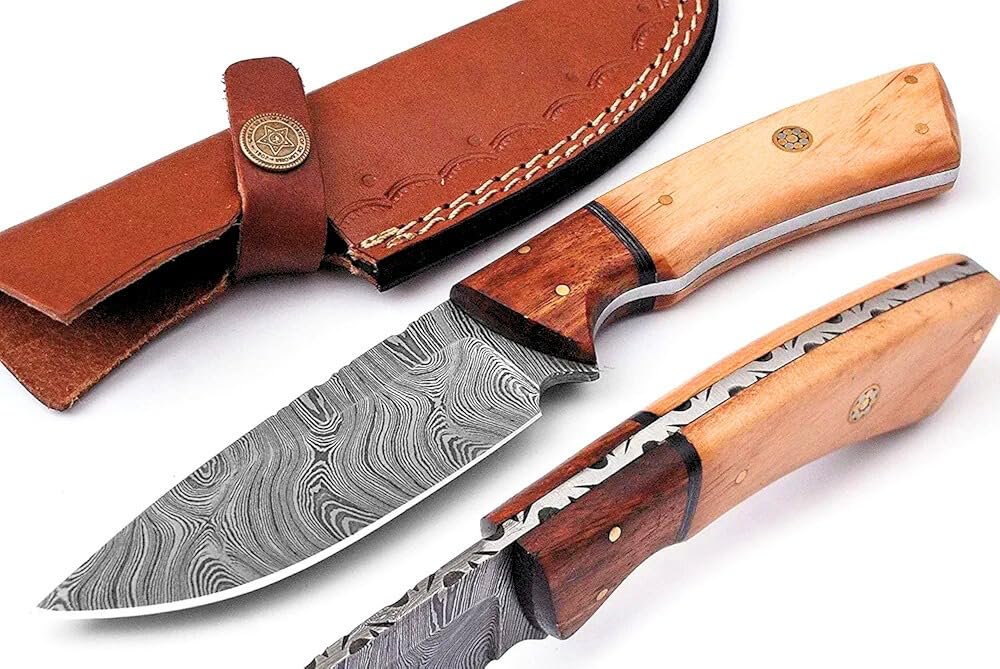 9" Handmade Damascus Hunting Knife - Best Damascus Skinning Knifes - Fixed Blade Hunting Knives, Best As Camping Knives, for survival & Fishing Multipurpose knife | Viking Knives With Leather Sheath