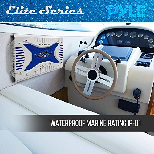 Pyle Hydra Marine Amplifier - Upgraded Elite Series 1000 Watt 4 Channel Bridgeable Amp Tri-Mode Configurable, Waterproof, Mosfet Power Supply, Gain Level Controls And Rca Stereo Input(Plmra420) #TOP3