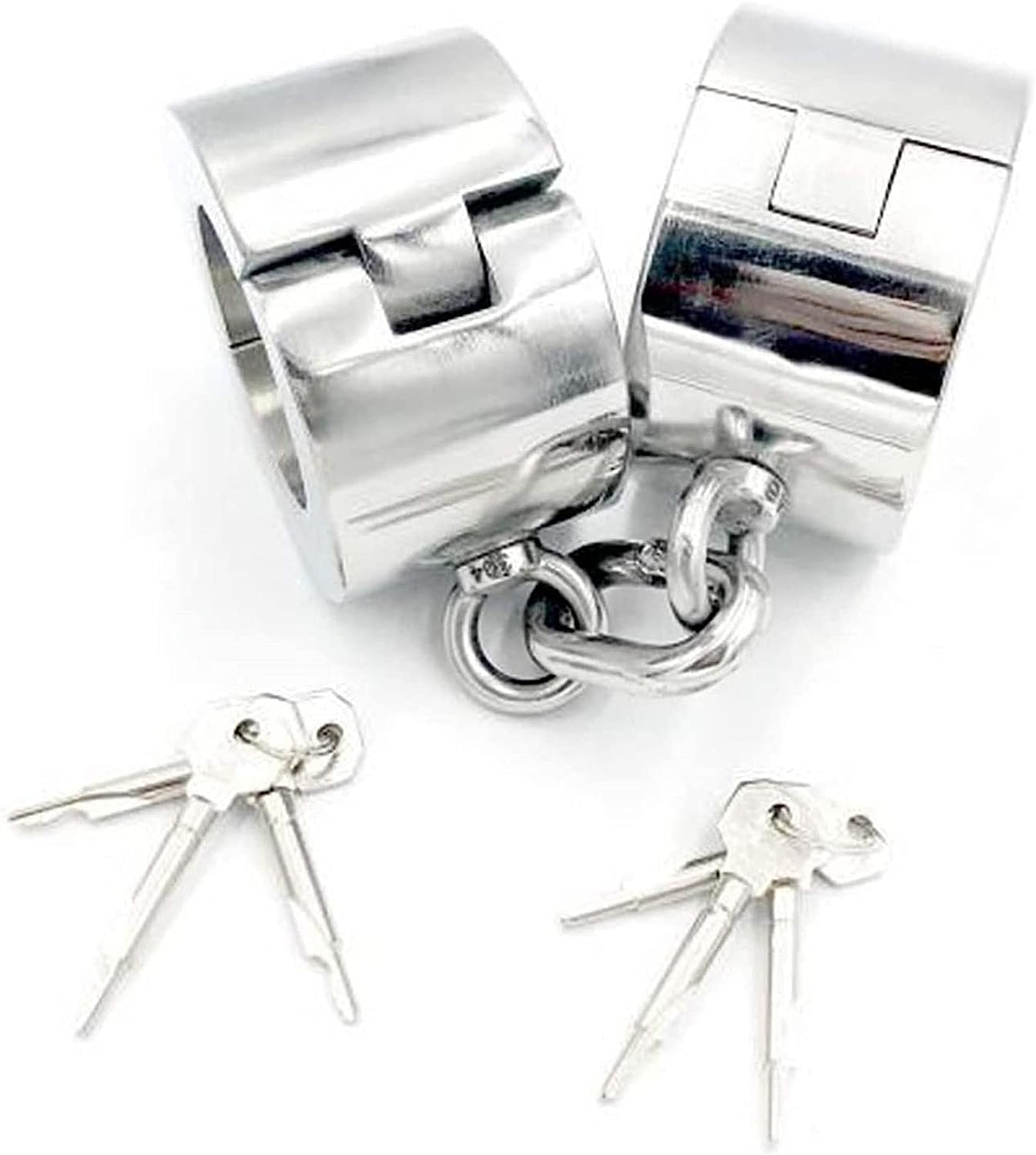 Edelstahl 6 cm hoch Erotik Bondage Handschellen, Super Heavy Metal Runde Handschellen Sex mit Schlüssel, Zurückhaltung Flirten Sklave Fetisch Handgelenk Sexspielzeug für Paare ( Color : Male 6 Cm )