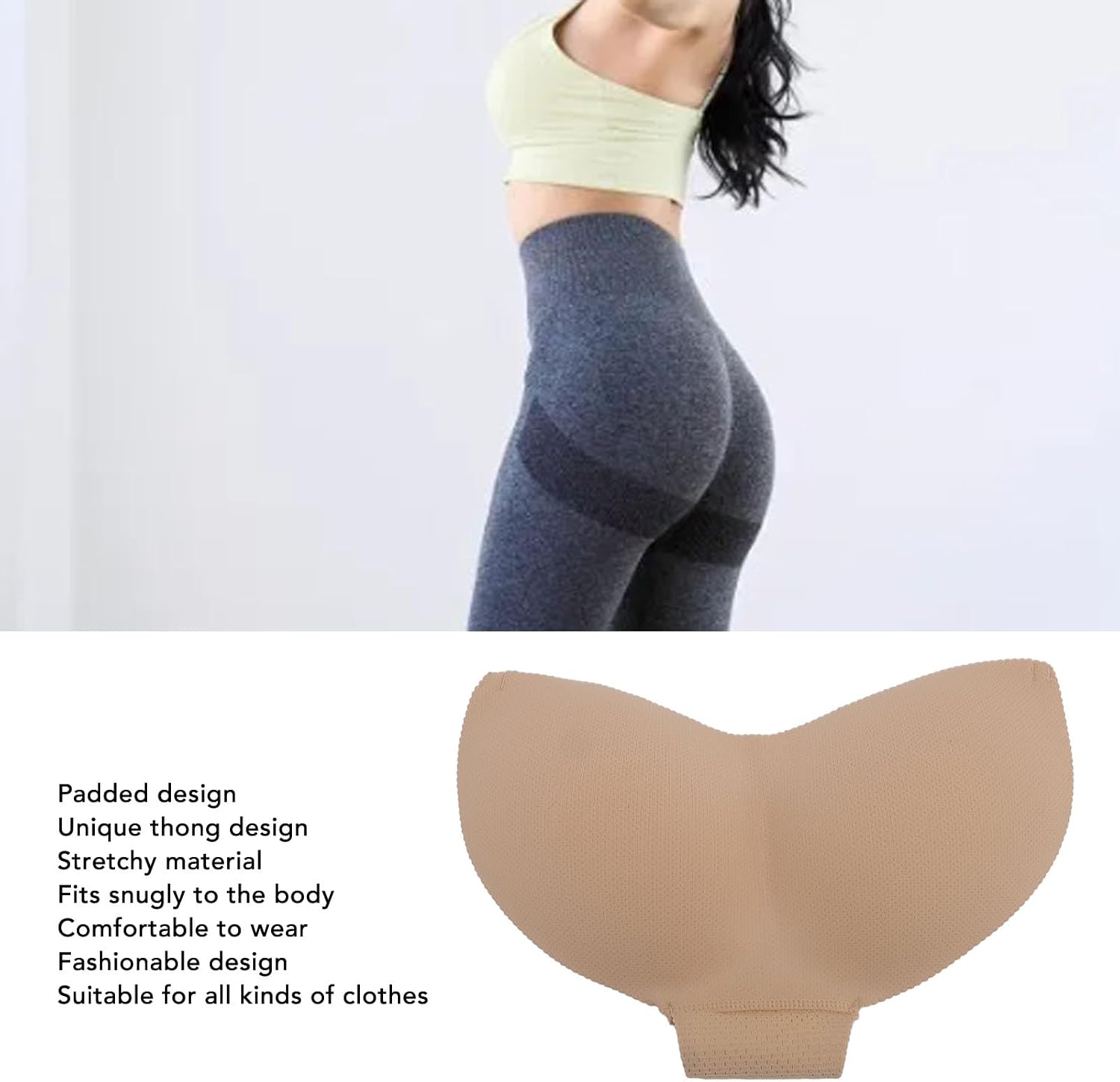 Padded Underwear for Women, Thickened Breathable Elastic Booty Padded Panty Butt Lifter Panties M Size