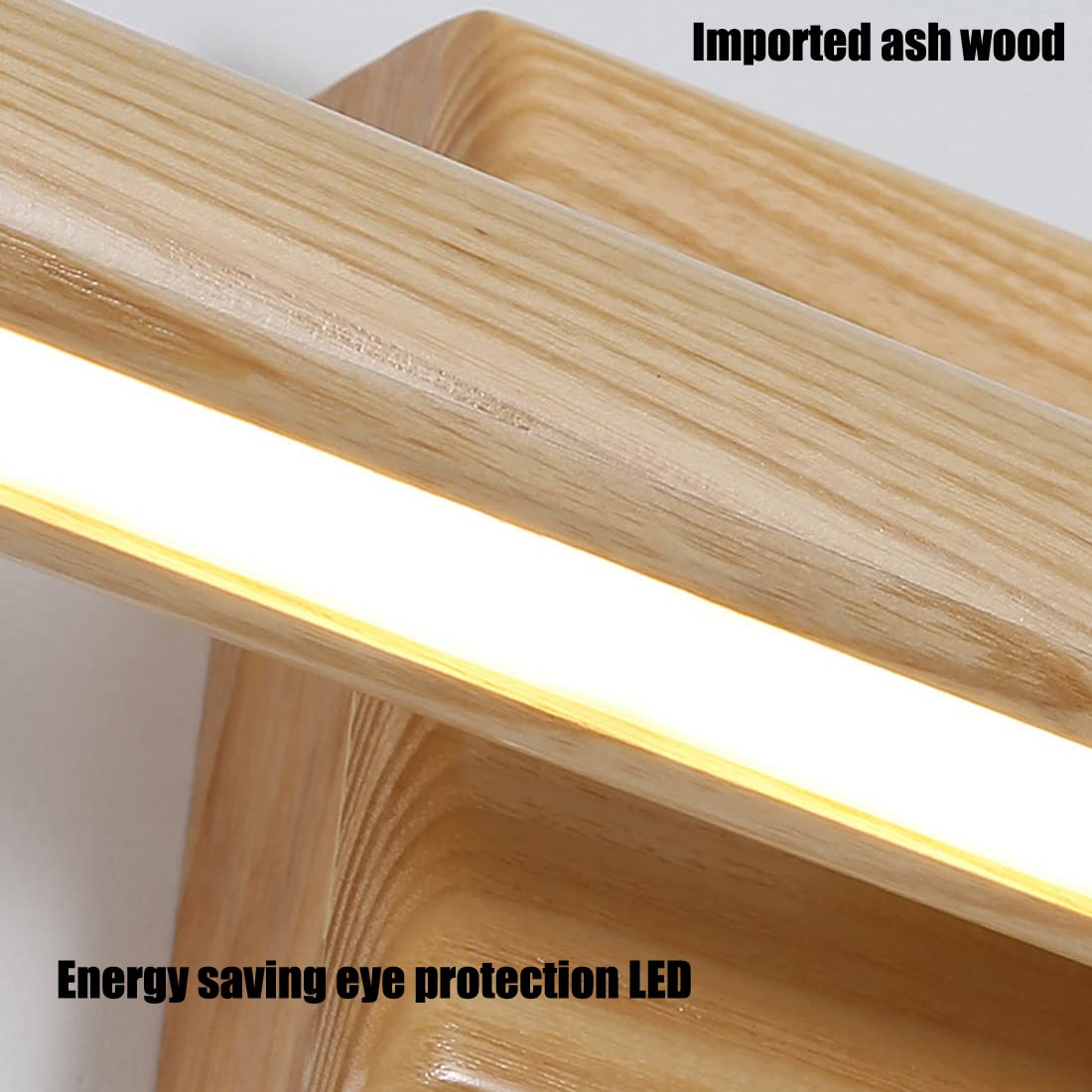 LANMOU 40CM Lámpara de Espejo LED Baño de Madera, Aplique Frontal de Espejo Interior LED 8W 4000K, 640LM Luz de Espejo Giratorio 180° para Lavabo, Lámpara de Maquillaje Moderna para Tocador