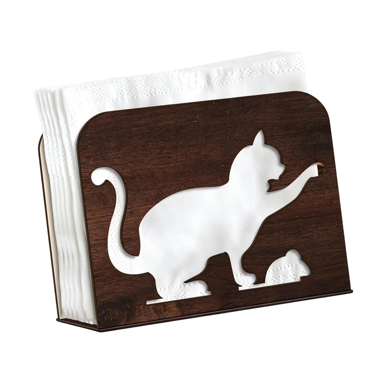 Mekalero Bucolic Themed Napkin Storage Holder Natural Wood Restaurant Tissue Container Hollow Carved Tissue Holder for Stylish Home Decor Hollow Carved