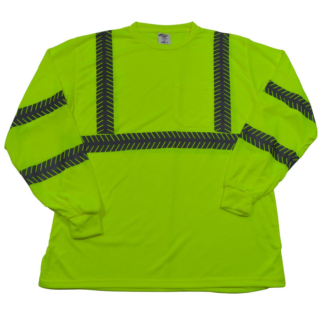 Petra Roc L JTSL3-2X ANSI Class 3 High-Vis Safety T-Shirt Long Sleeve, Jersey Knit with Segmented Reflective Tape and One Chest Pocket, XX-Large, Lime