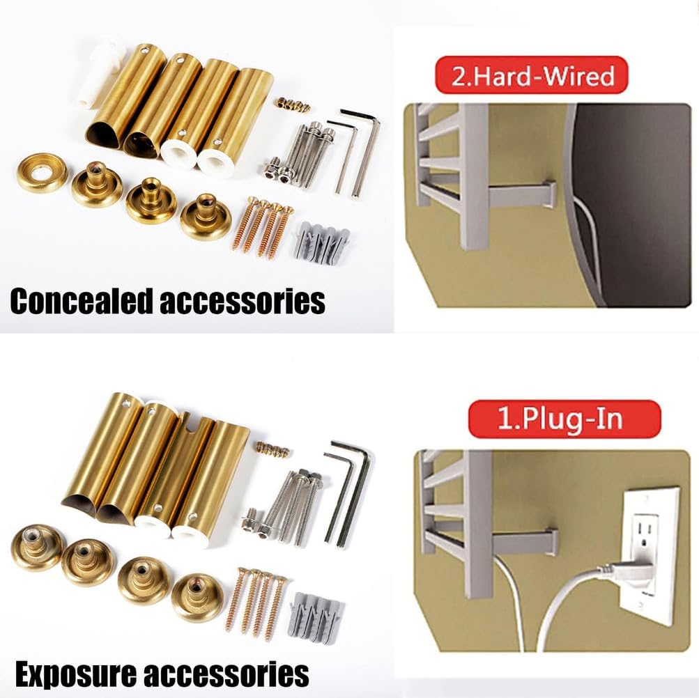 Heated Towel Rack Radiator Bathroom Accessories with Thermostatic,Stainless Steel Electric Towel Warmer Racks,Towel Warmers for Bathroom Wall Mounted,Silver a,Plug in Right