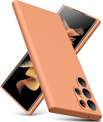 for Samsung Galaxy S23 Ultra Case, Thin Liquid Silicone Case,Shockproof,Slim Thin Phone Case for Samsung Galaxy S23 Ultra,Full Body Screen Camera Protective Cover-Orange 2-sam s23u-08