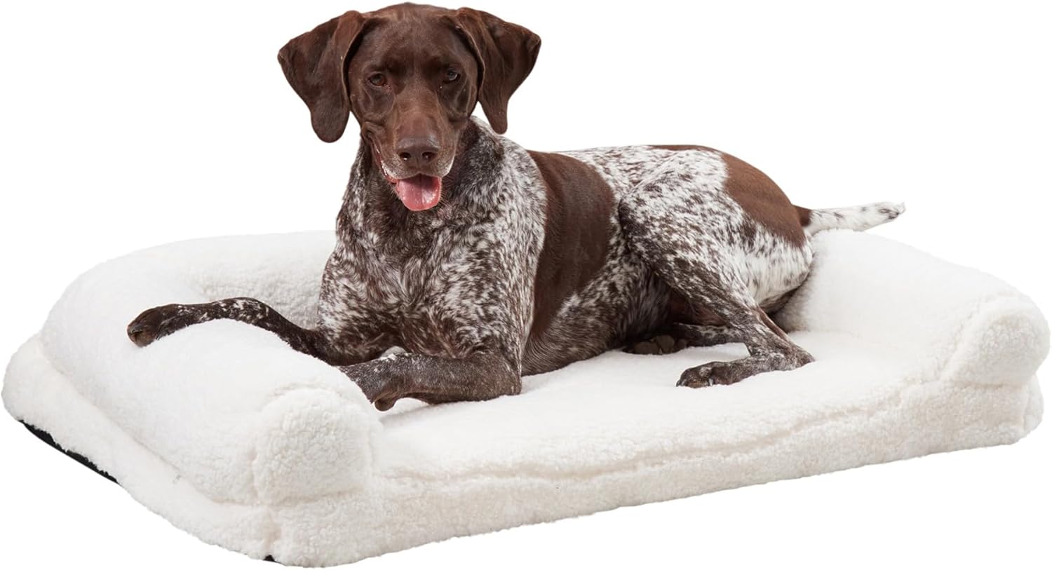 Molly Cozy Sherpa Sofa Style Dog Bed with Removable Cover - Large (36" x 24") - Snow