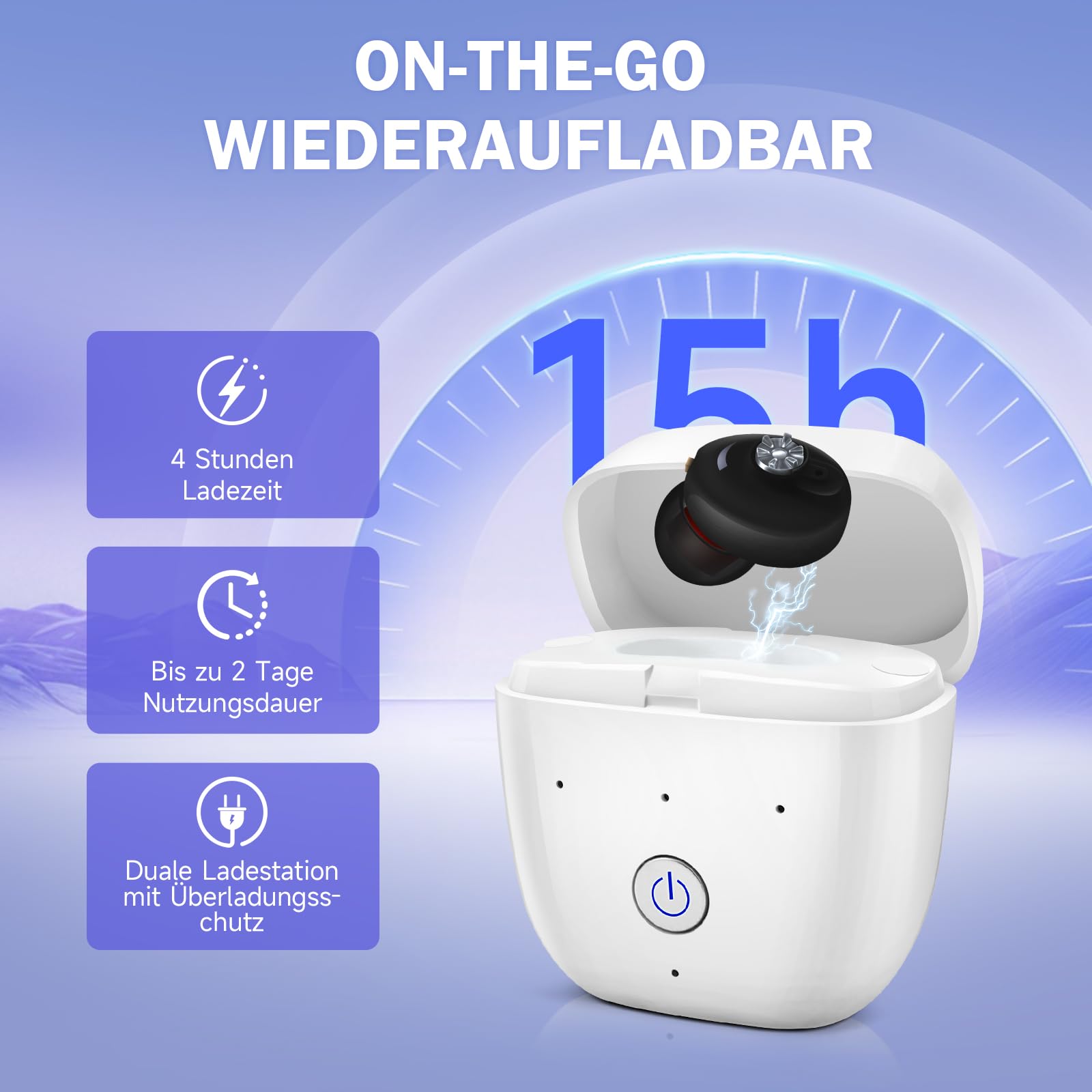 Britzgo - Cuffie portatili per uso quotidiano con chip digitale professionale e audio HD, cancellazione intelligente del rumore, fino a 15 ore di durata della batteria, nero
