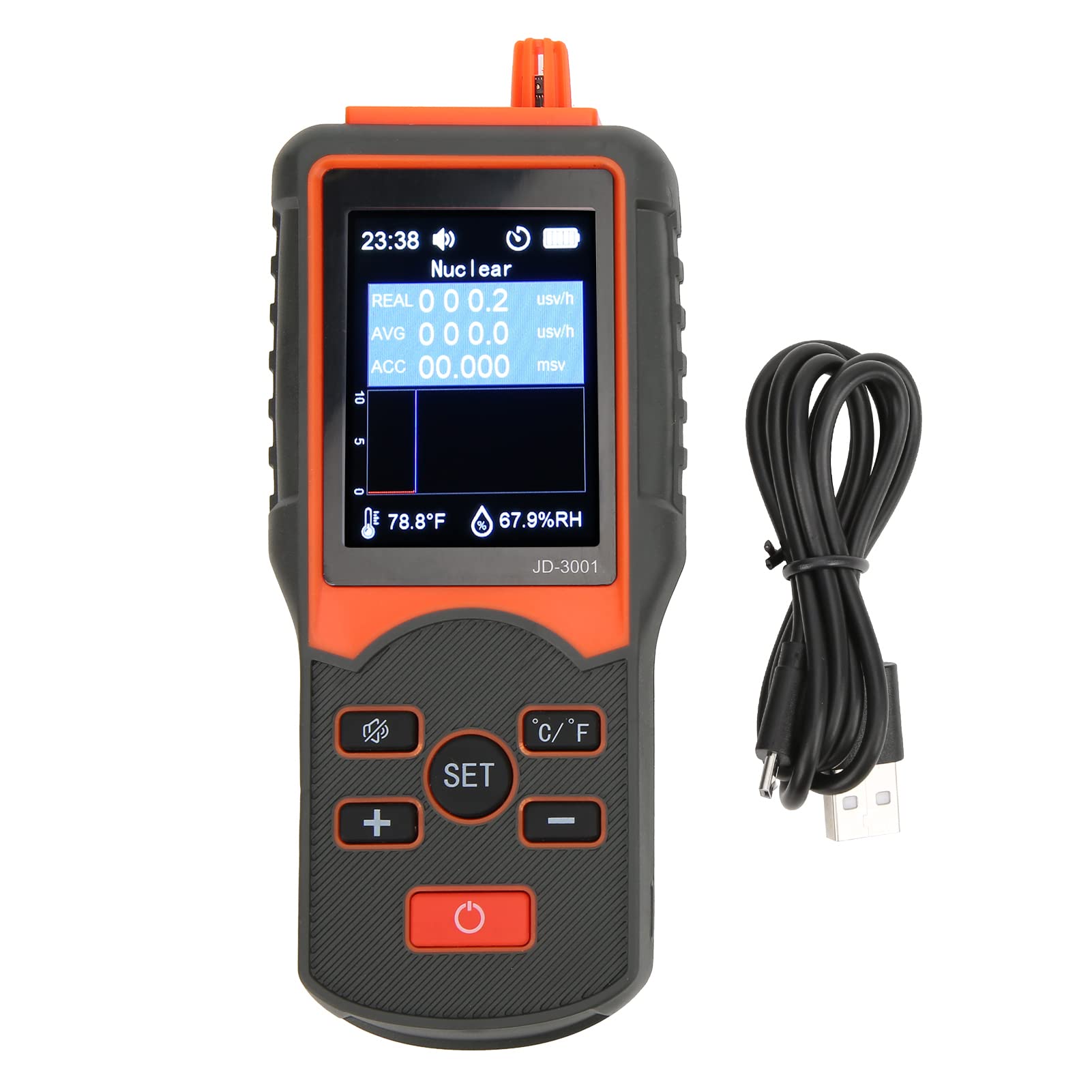 JD‑3001 Geiger Nuclear Counter Radiation Detector, Professional Radioactive Meter Tester with LED Display, High Precision Nuclear and Electromagnetic Radiation Detector Dosimeter
