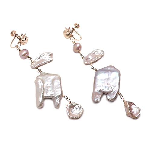 Miniatura 8 de Large Mauve Cultured Freshwater Pearl Abstract Flamingo Chain Necklace Sterling Silver Gold-filled