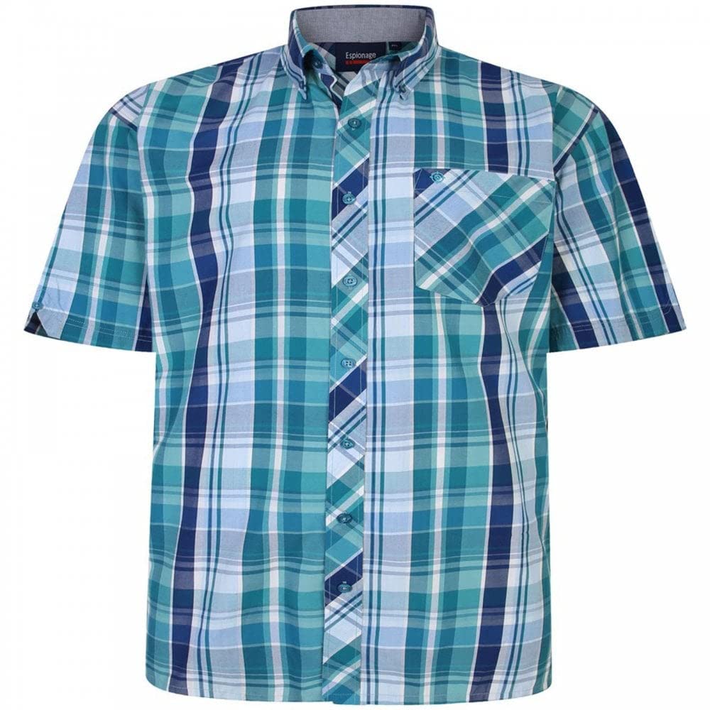 Espionage (SH385 Men's Plus Size Check Shirts in Green 7XL