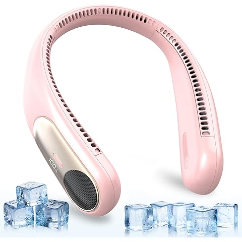 Portable Neck Fan,Personal Wearable Bladeless Fan,LED Display,4-Speeds,6000mAh USB ...