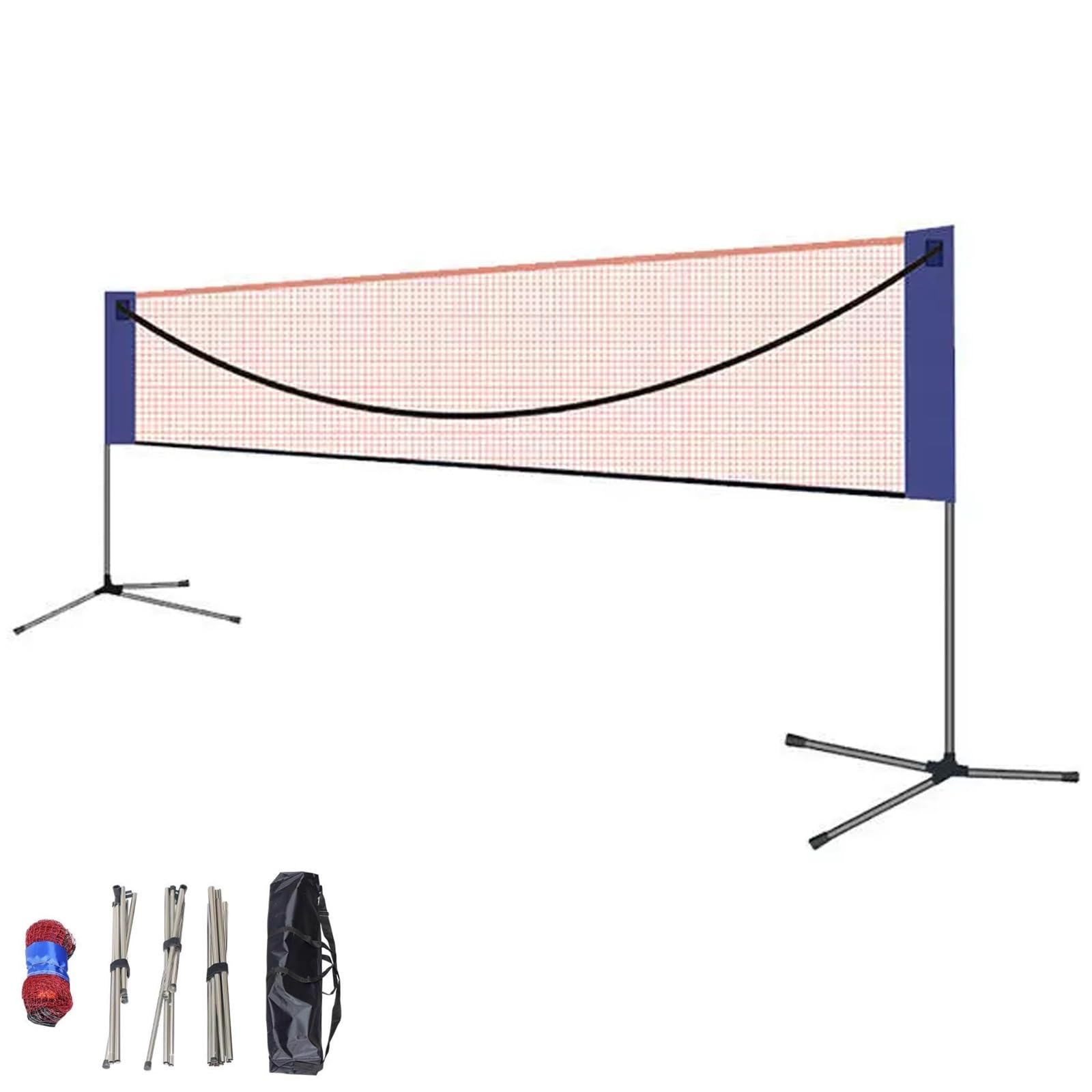Supporto per Rete da Badminton, Set Pieghevole con Rete | Acciaio Inossidabile, Struttura In ABS, per Giardino, Parco, Spiaggia, Rete a Maglia Stretta