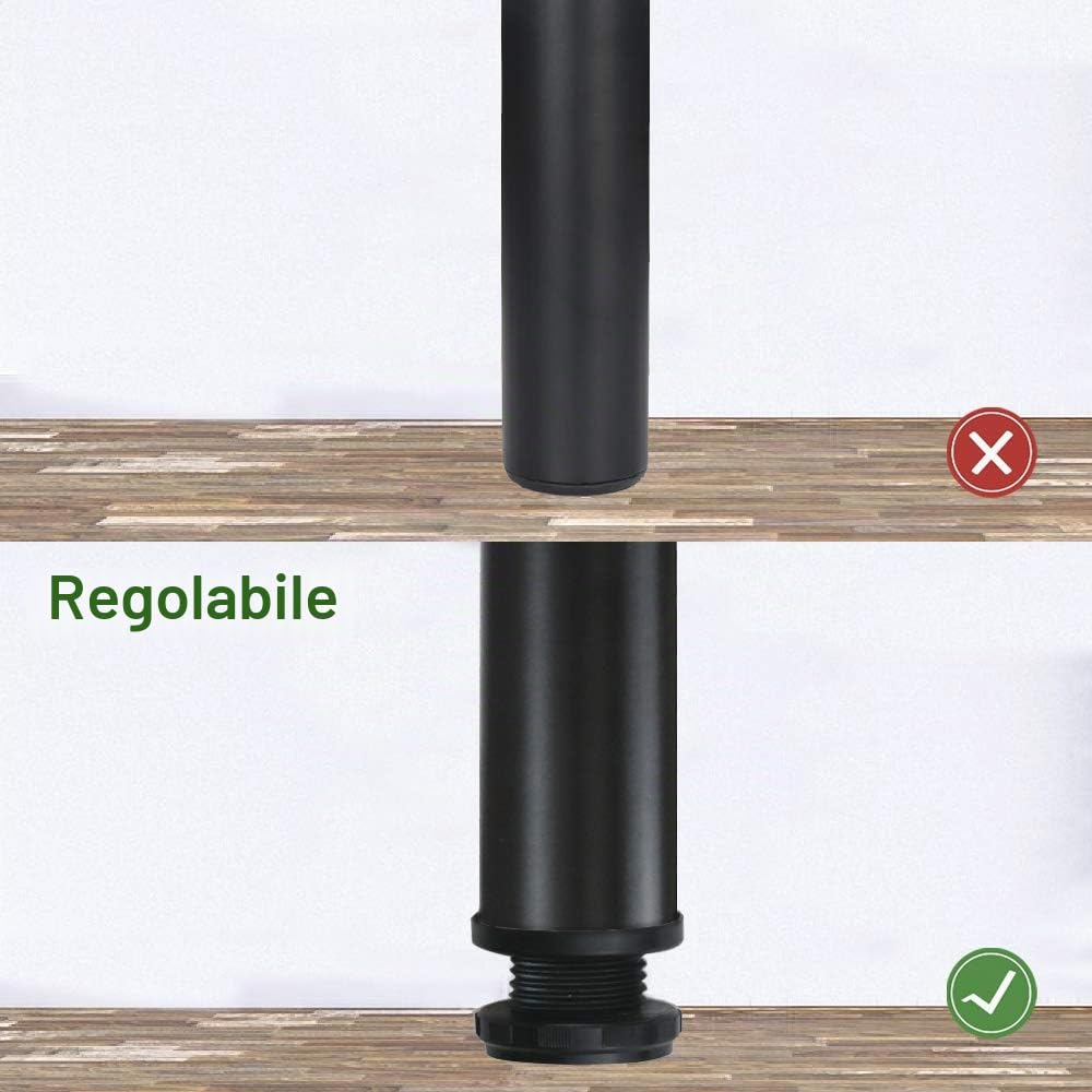 QLLY Set di 4 gambe regolabili in metallo, alte 50 cm, per scrivania e tavolo da ufficio, set di 4 (50 cm, nero)