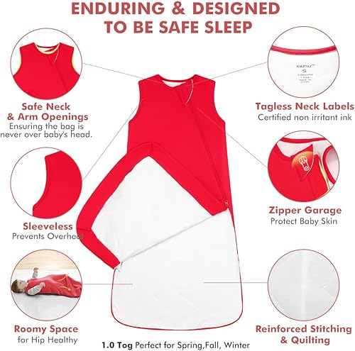 Miniatura 4 de HAPIU Saco de dormir unisex de rayón hecho de bambú TOG 1.0, cremallera de 2 vías YKK, manta portátil para bebé