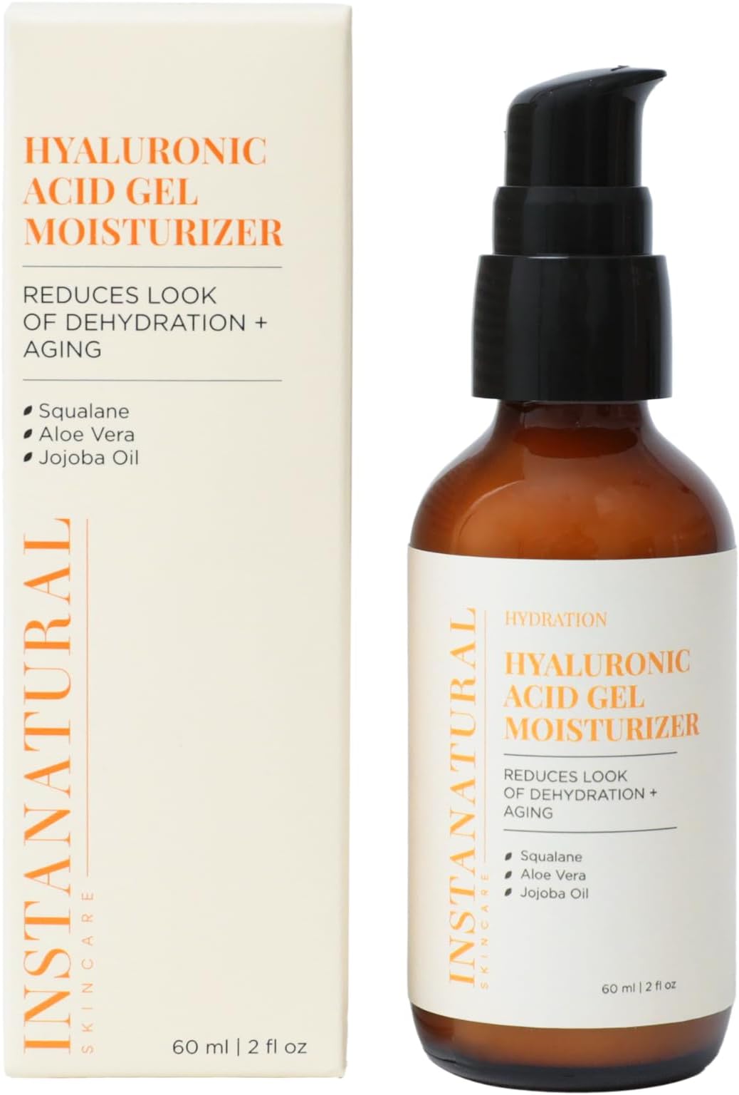 InstaNatural Hyaluronic Acid Gel Moisturizer with Squalane, Aloe Vera & Jojoba Oil | Lightweight Daily Face Cream for Hydrated, Smooth-Looking Skin