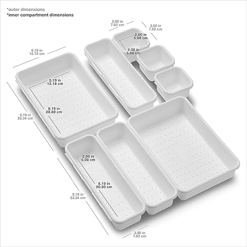 Miniatura 5 de Madesmart Paquete de compartimentos con enclavamiento, blanco, 8 piezas