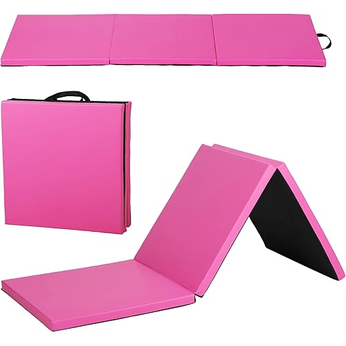 Gymnastics Tumbling Mat, 3 Folding Exercise Mat with Handle, All-Purpose Home Gym Mat for Tumbling, 6'x2'x2'