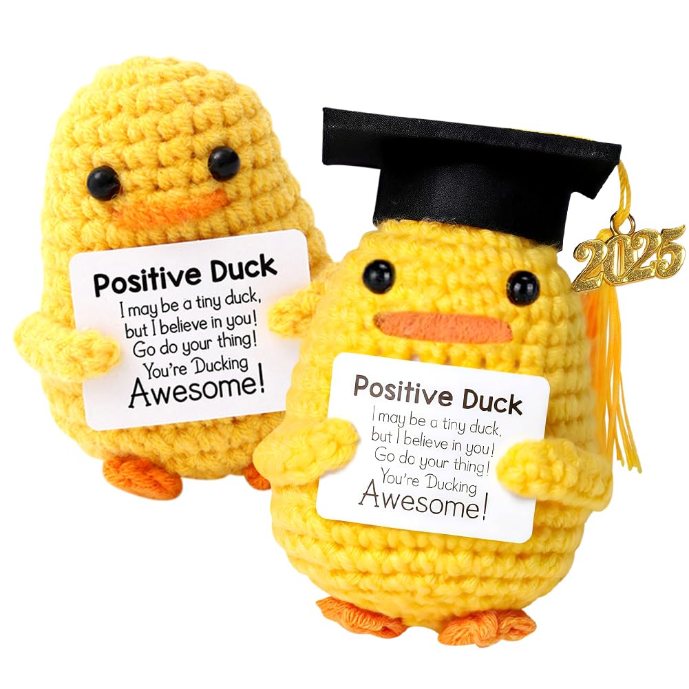 Positive Duck Gifts, Graduation Gifts for Her 2025, Mini Knitted Duck Doll