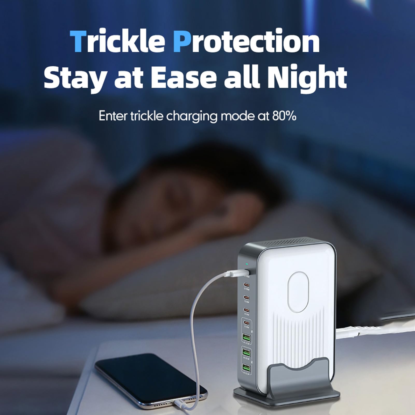 Garsent Stacja ładowania USB, Stacja ładowania Portu 200 W 8 dla Wielu urządzeń, USB C PD Szybkie ładowarkę, ładowarkę, Adapter ładowarki Laptopa (wtyczka UE)