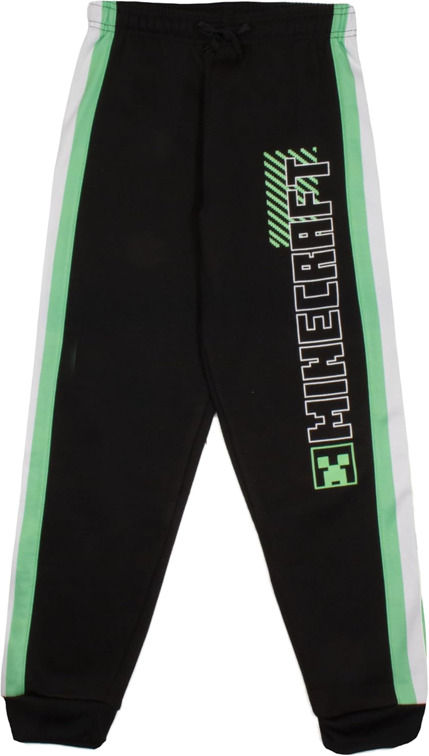 Minecraft Creeper Boys 3 Piece Pants Set - Zip Up Tracksuit, Short Sleeve T-Shirt, and Active Jogger Sweatpants Bundle Set - Image 5
