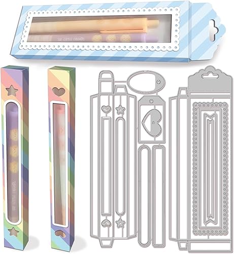 GLOBLELAND 17 piezas de marcos de caja de bolígrafos 3D, troqueles de corte de etiquetas de metal, plantillas de estampado en relieve para