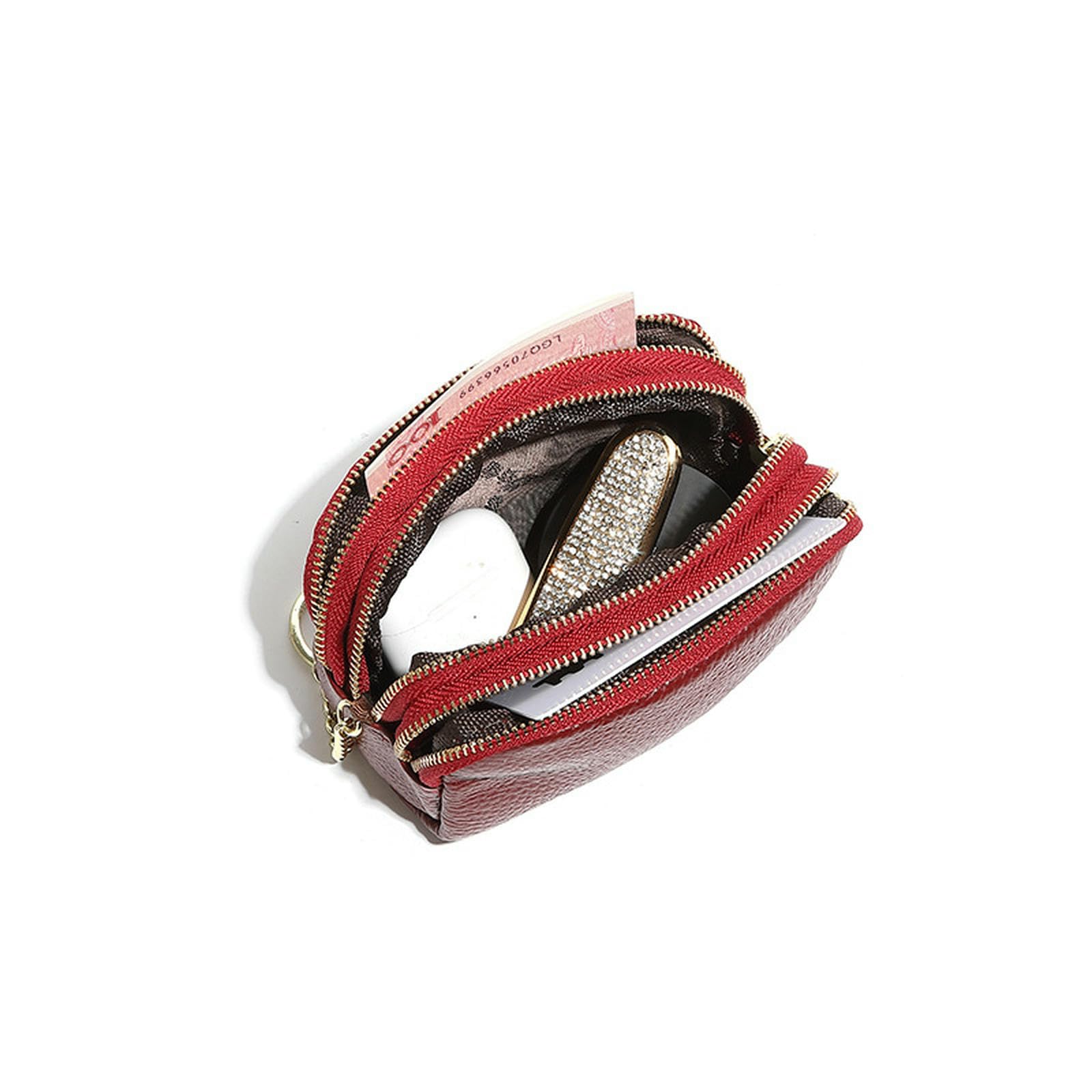 Portafoglio Mini Portamonete in Pelle con Pochette Portamonete, Portachiavi Multifunzionale alla Moda per Donna-Nero